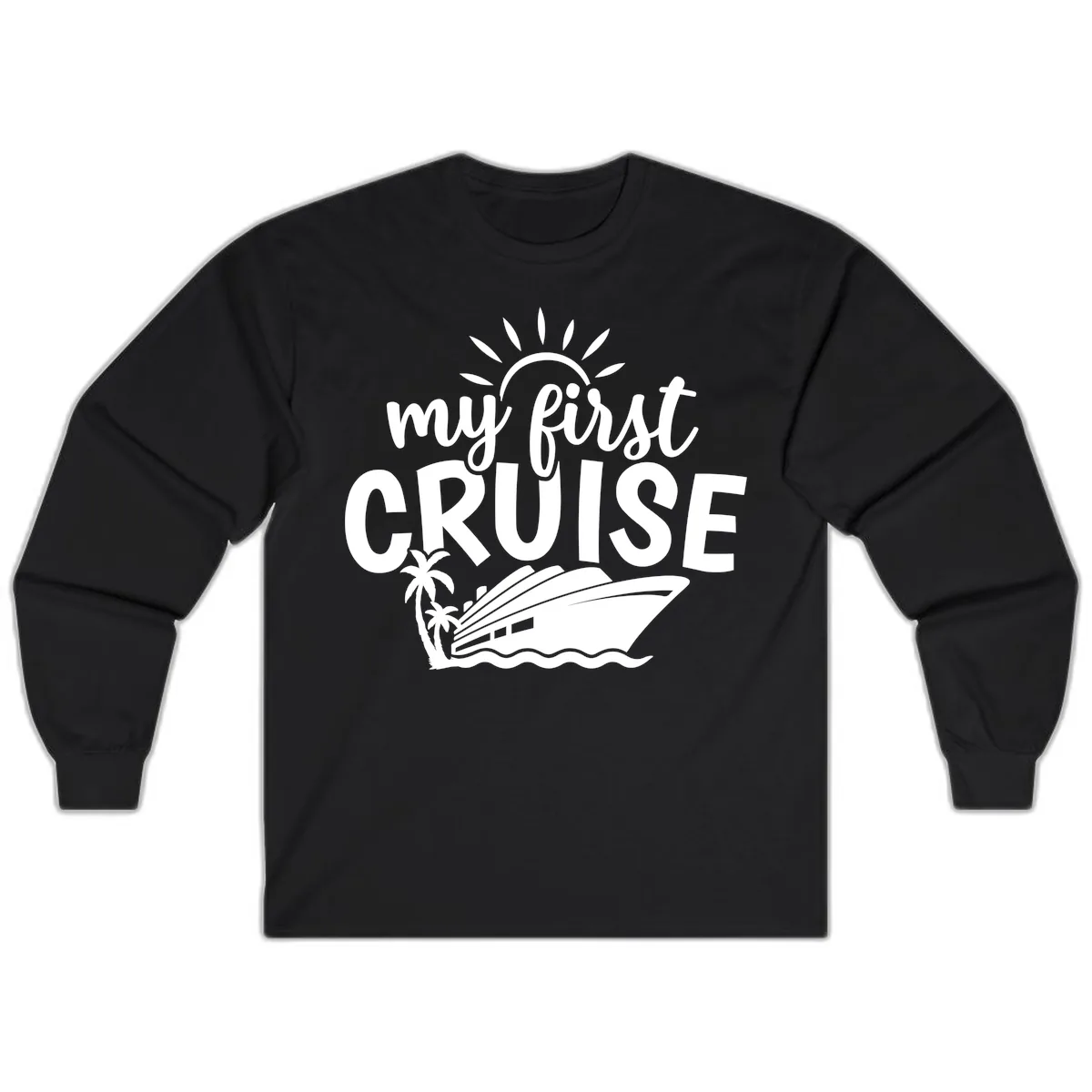 My First Cruise Palm Tree Design Long Sleeve in Black