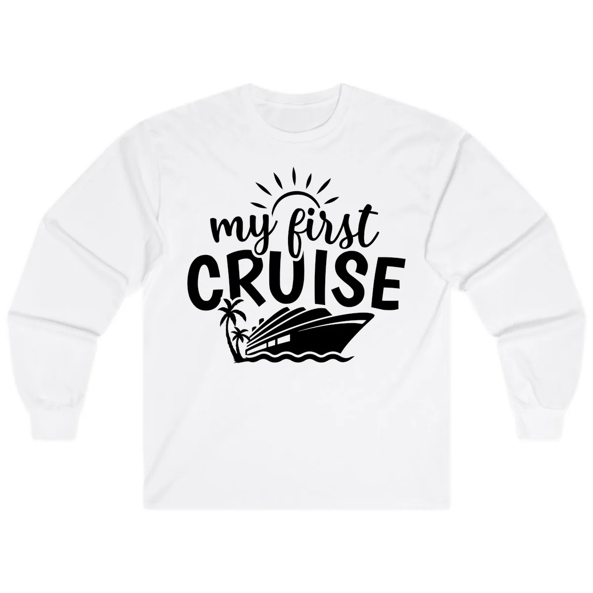 My First Cruise Palm Tree Design Long Sleeve in White