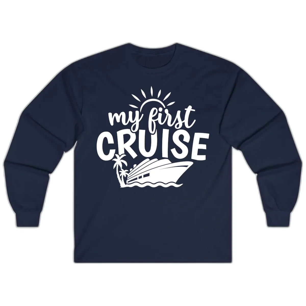 My First Cruise Palm Tree Design Long Sleeve in Navy