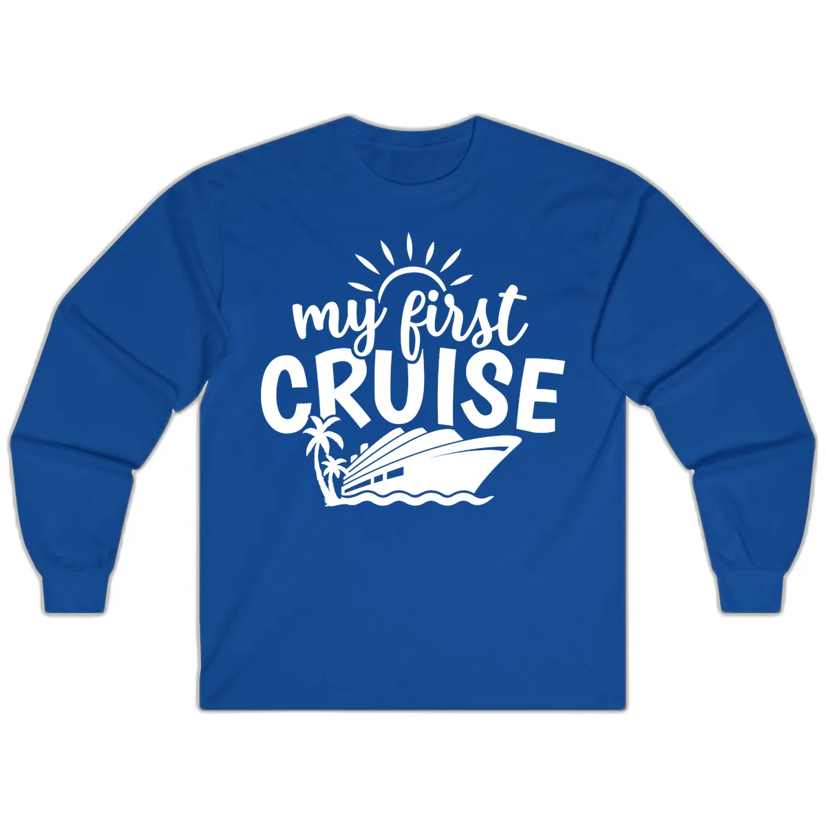 My First Cruise Palm Tree Design Long Sleeve in Royal