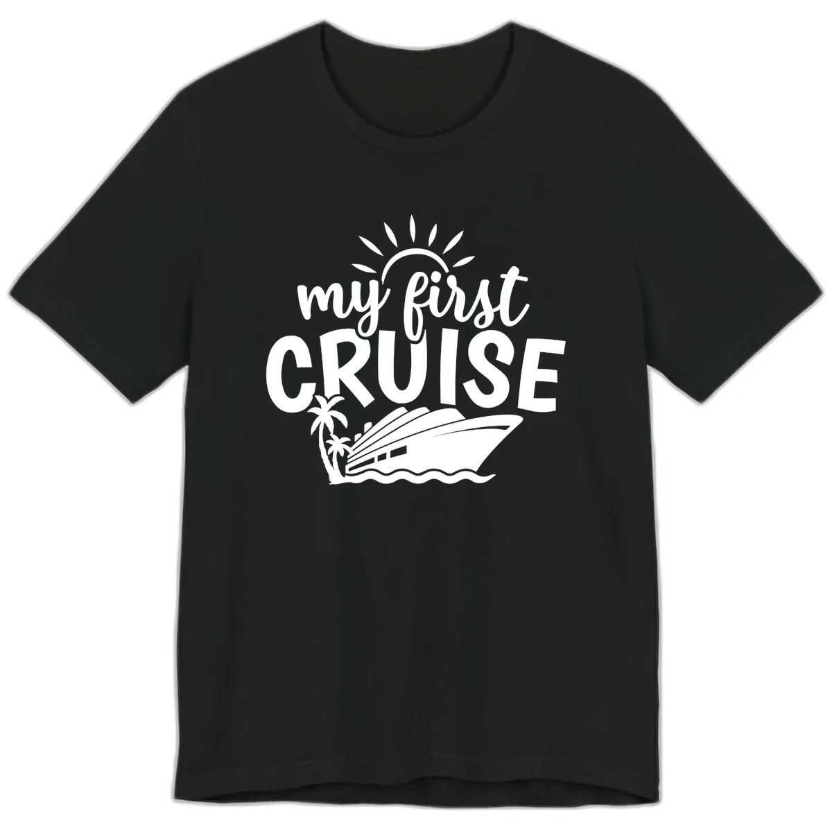My First Cruise Palm Tree Design Premium T-Shirt in Black