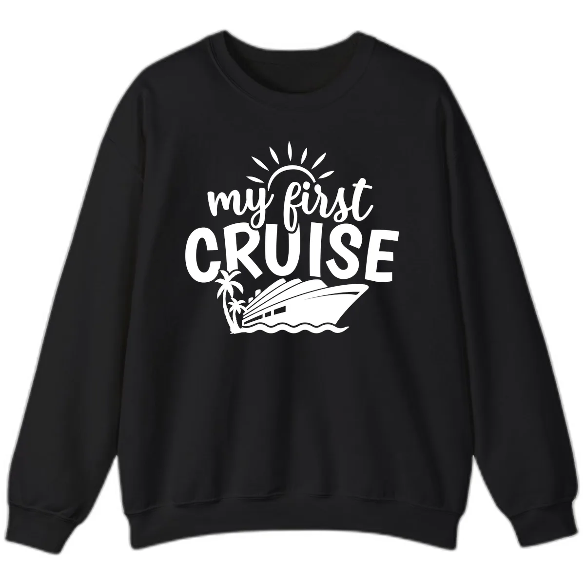 My First Cruise Palm Tree Design Sweatshirt in Black