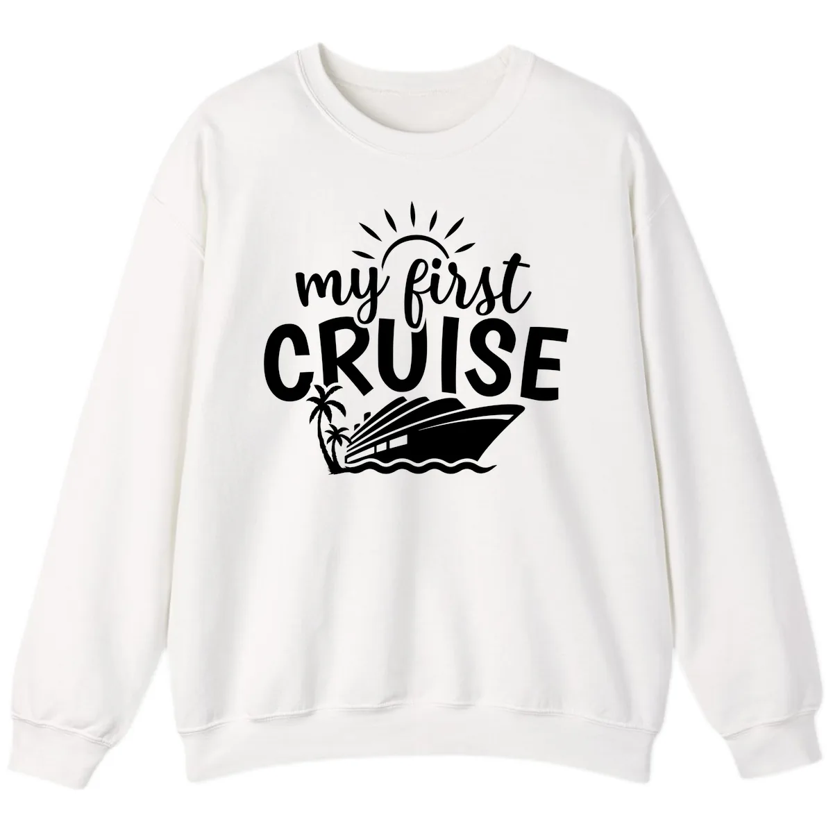 My First Cruise Palm Tree Design Sweatshirt in White