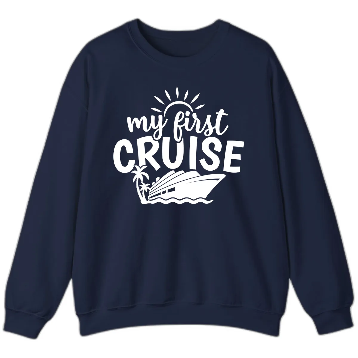 My First Cruise Palm Tree Design Sweatshirt in Navy