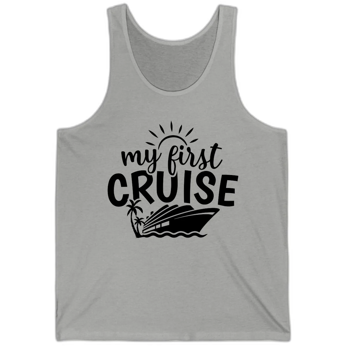 My First Cruise Palm Tree Design Tank in Athletic Heather