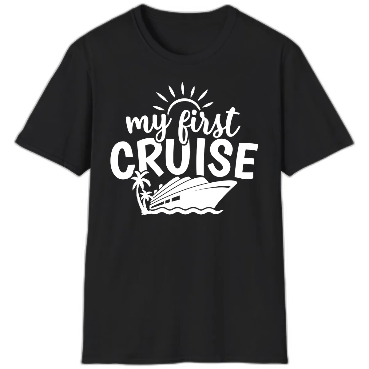 My First Cruise Palm Tree Design T-Shirt in Black