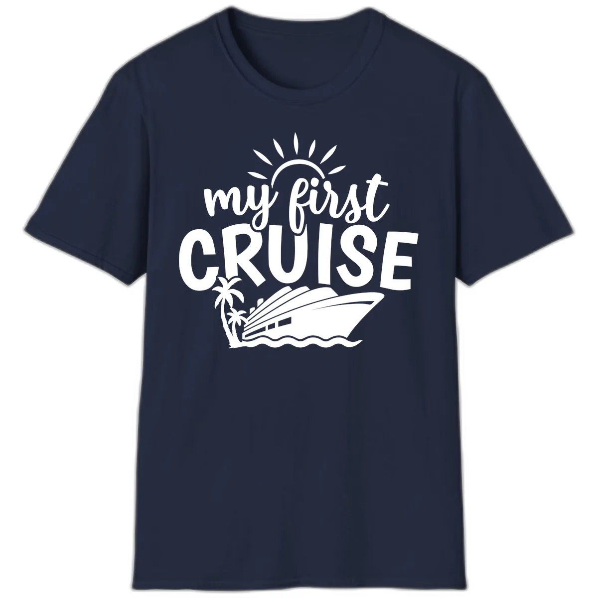 My First Cruise Palm Tree Design T-Shirt in Navy