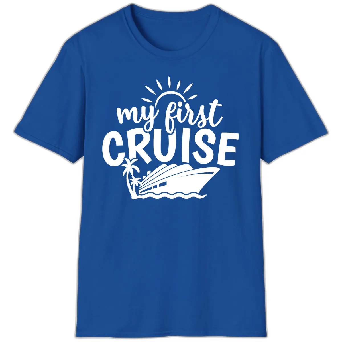 My First Cruise Palm Tree Design T-Shirt in Royal