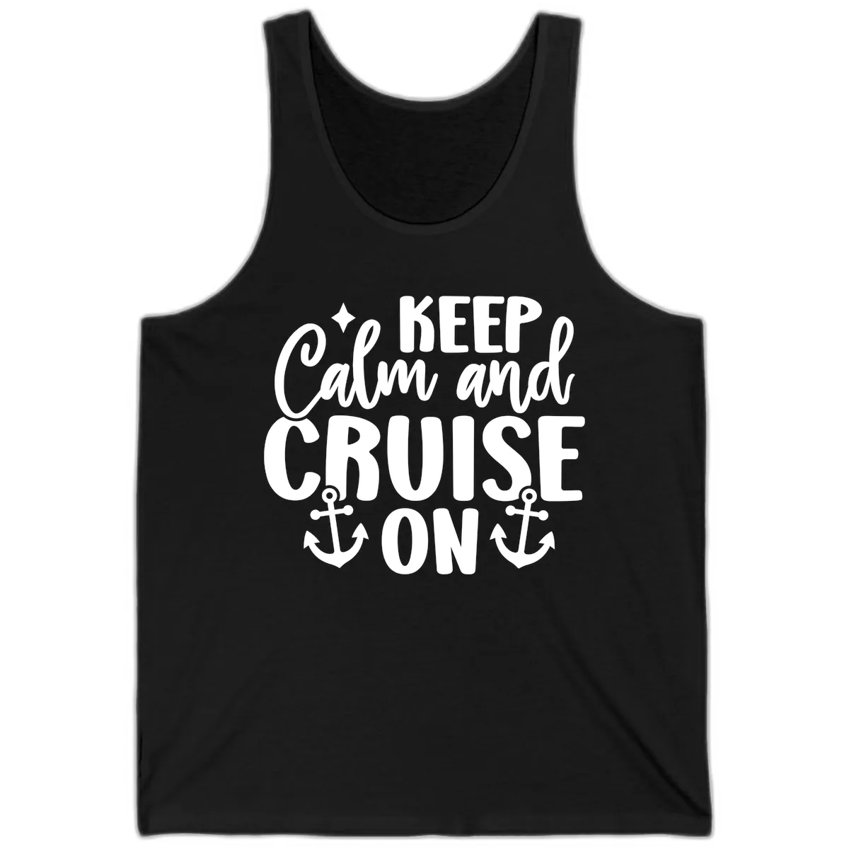Keep Calm and Cruise On Design Tank in Black