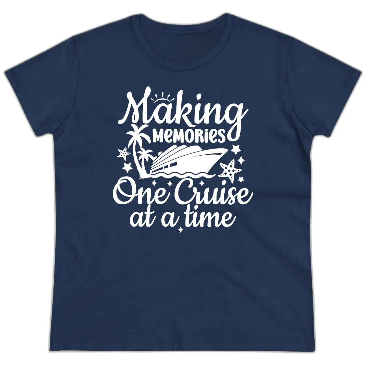 Making Memories One Cruise at a Time Ladies Tee in Navy