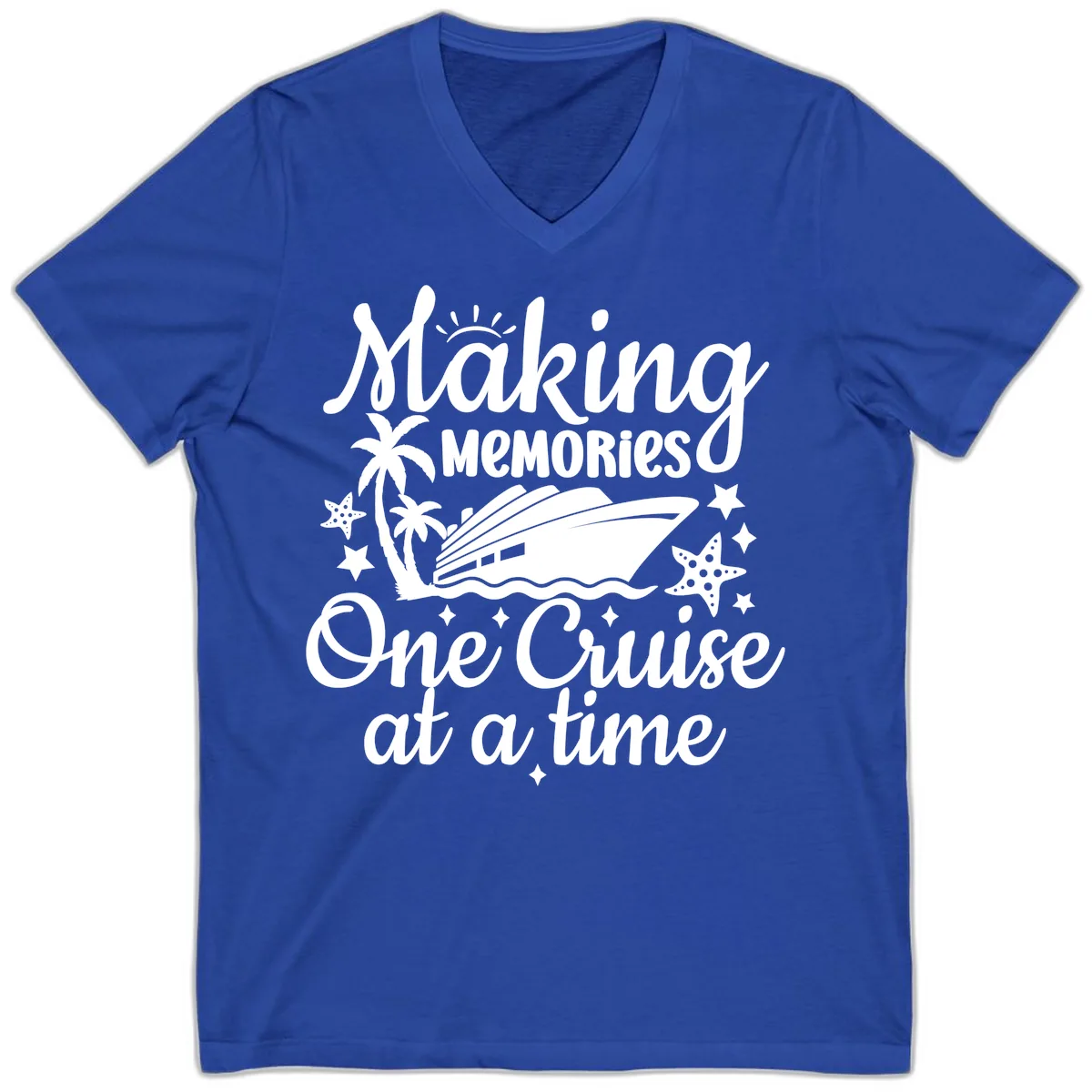 Making Memories One Cruise at a Time V-Neck in True Royal