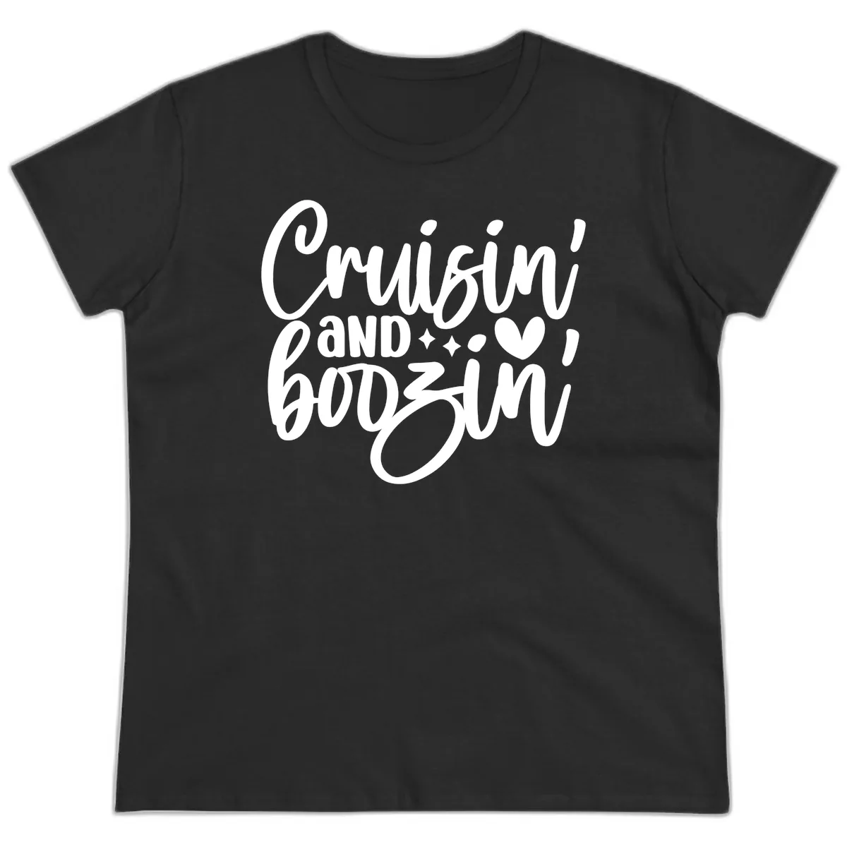 Cruisin and Boozin Cruise Design Ladies Tee in Black