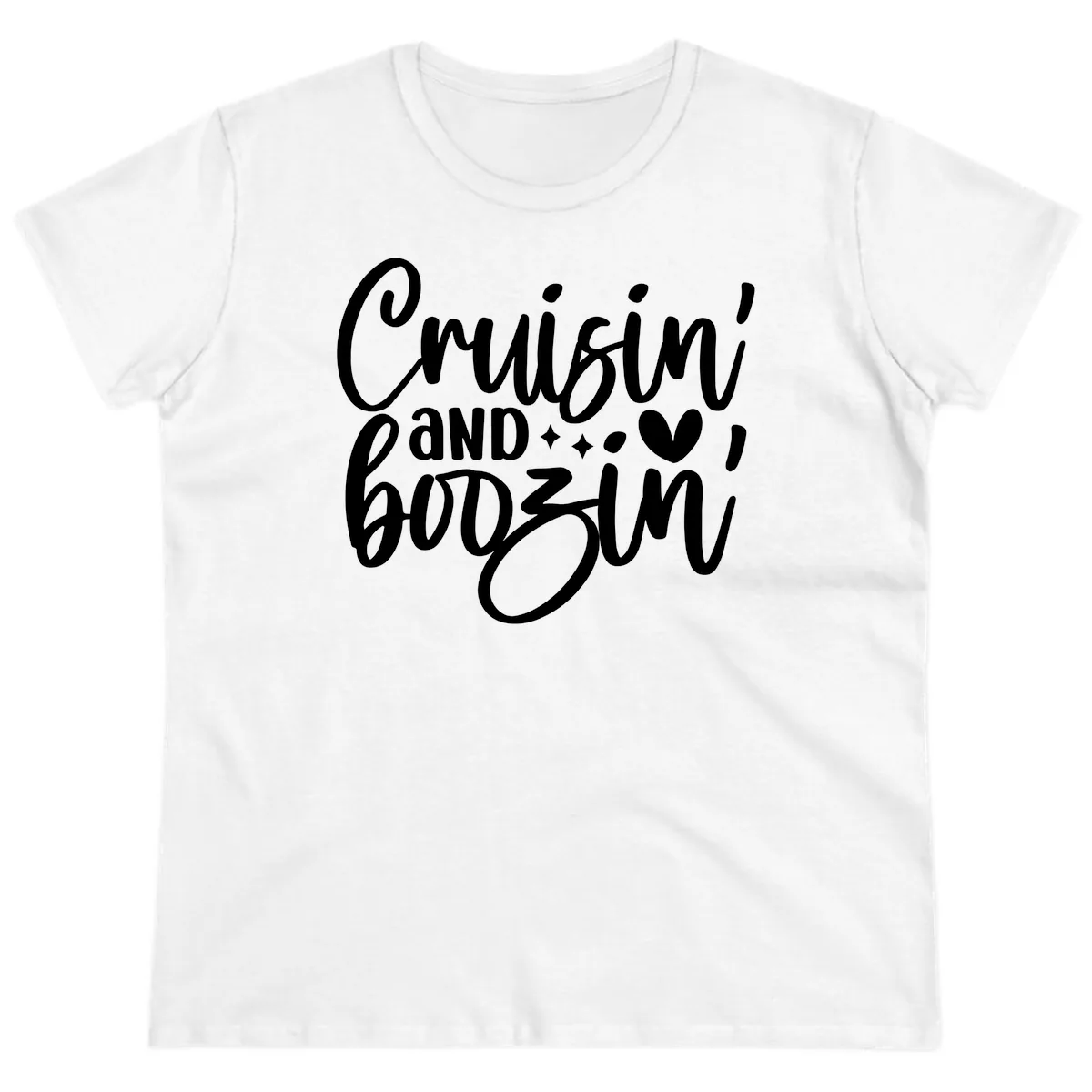 Cruisin and Boozin Cruise Design Ladies Tee in White