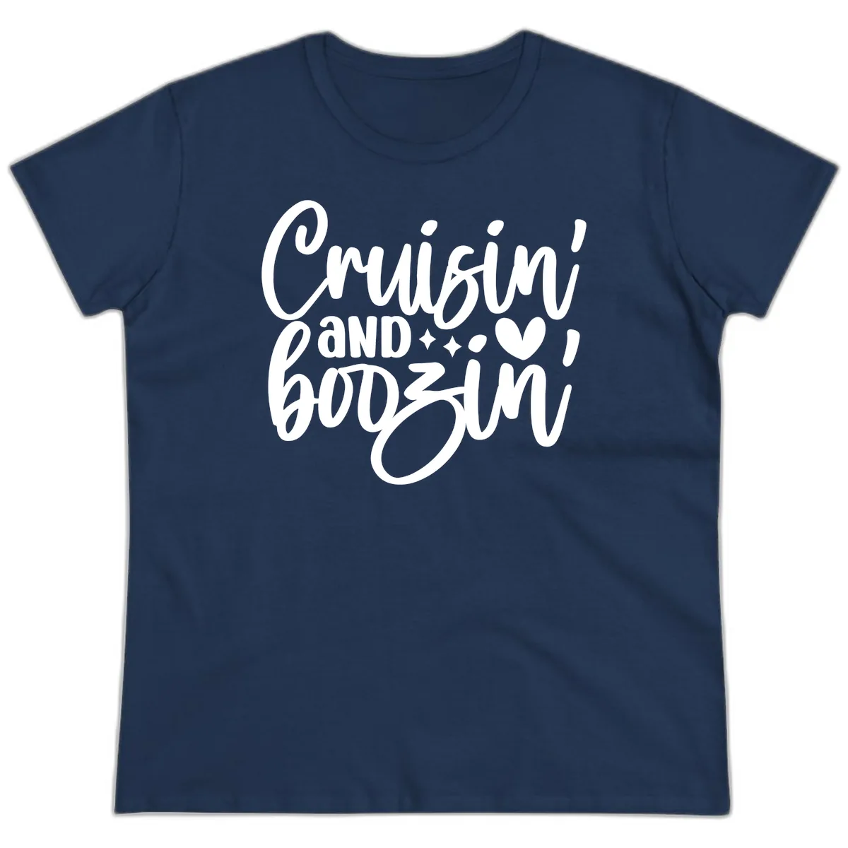 Cruisin and Boozin Cruise Design Ladies Tee in Navy