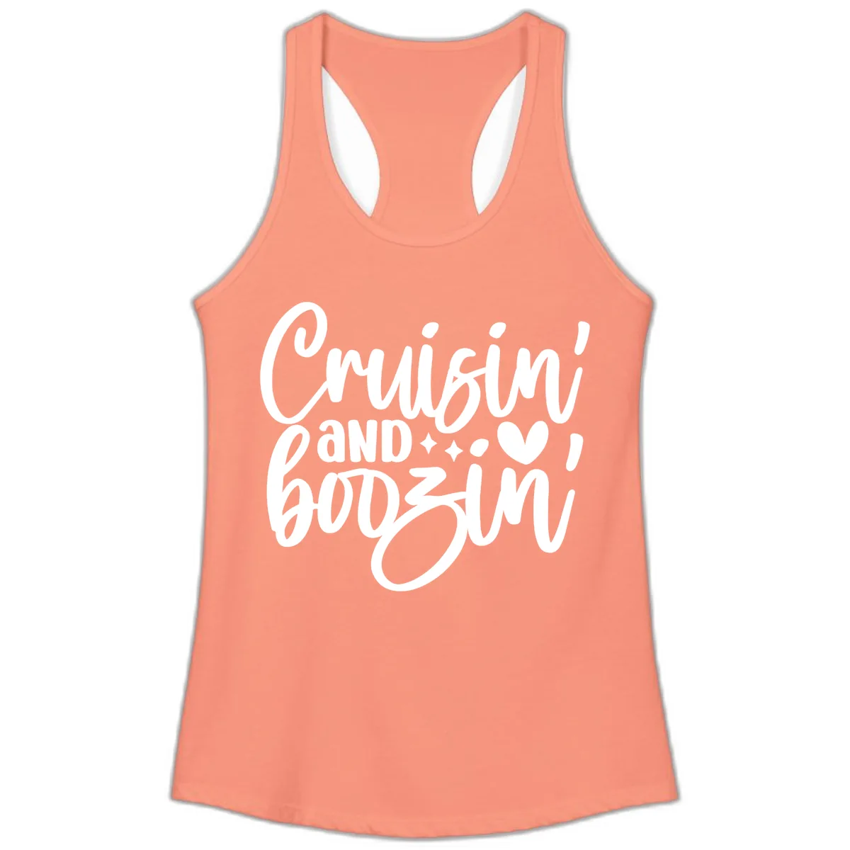 Cruisin and Boozin Cruise Design Ladies Tank in Solid Light Orange