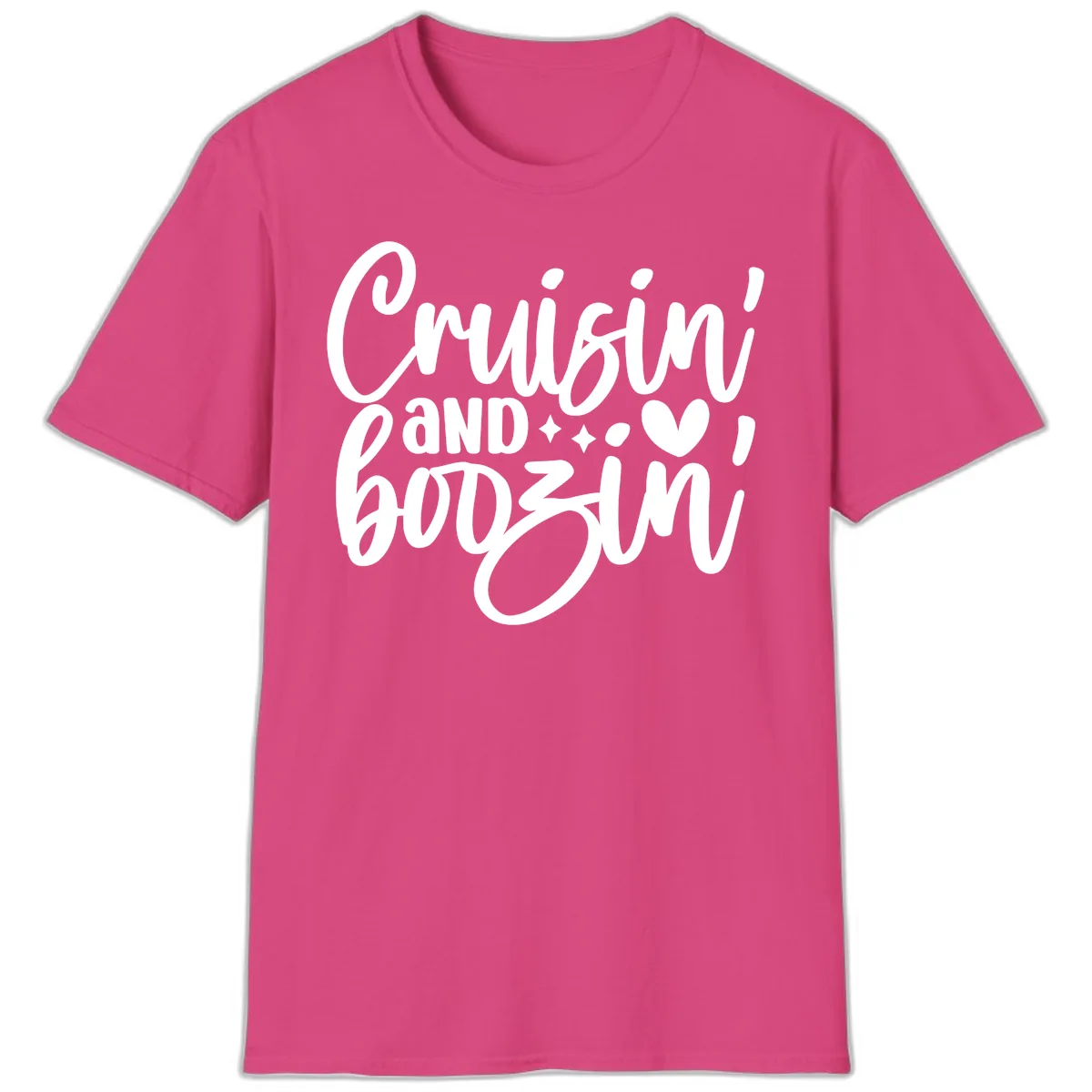 Cruisin and Boozin Cruise Design T-Shirt in Heliconia