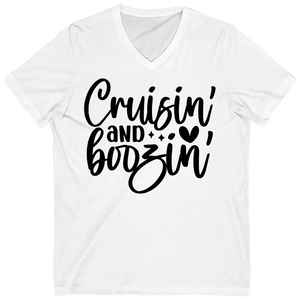 Cruisin and Boozin Cruise Design V-Neck in White