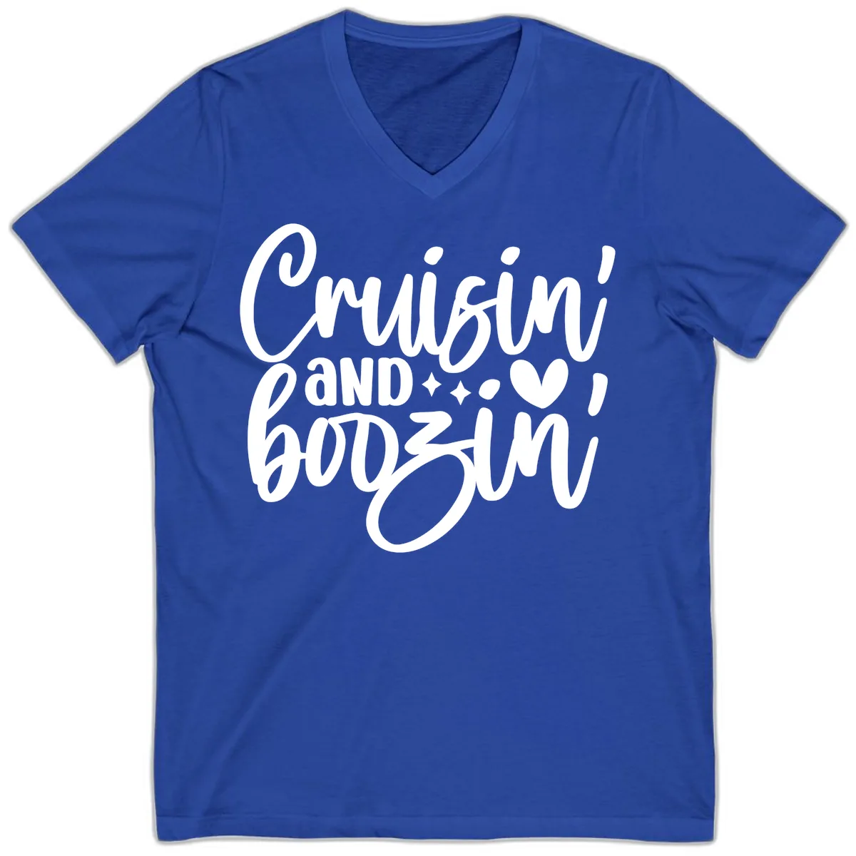 Cruisin and Boozin Cruise Design V-Neck in True Royal