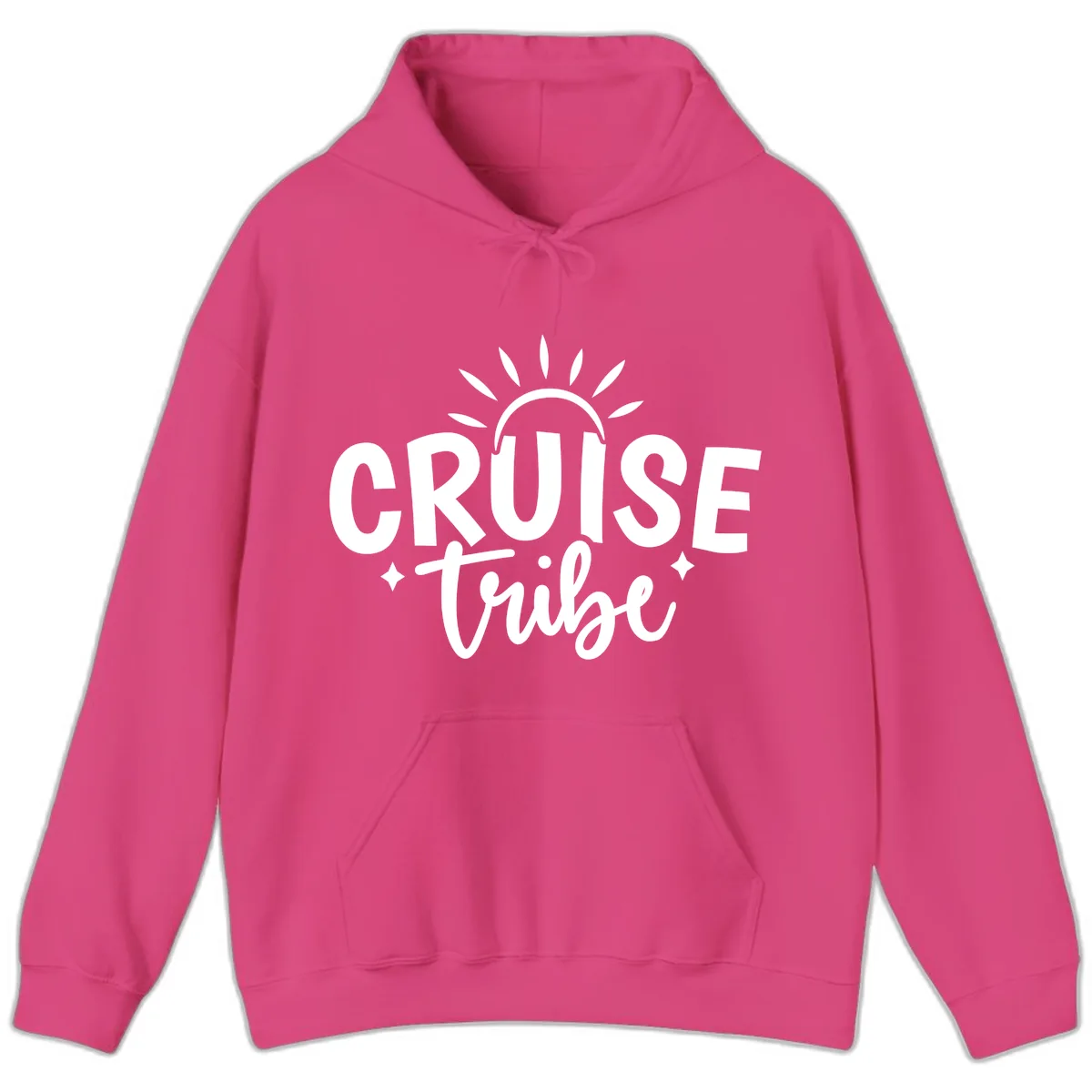 Cruise Tribe Slogan Design Hoodie in Heliconia