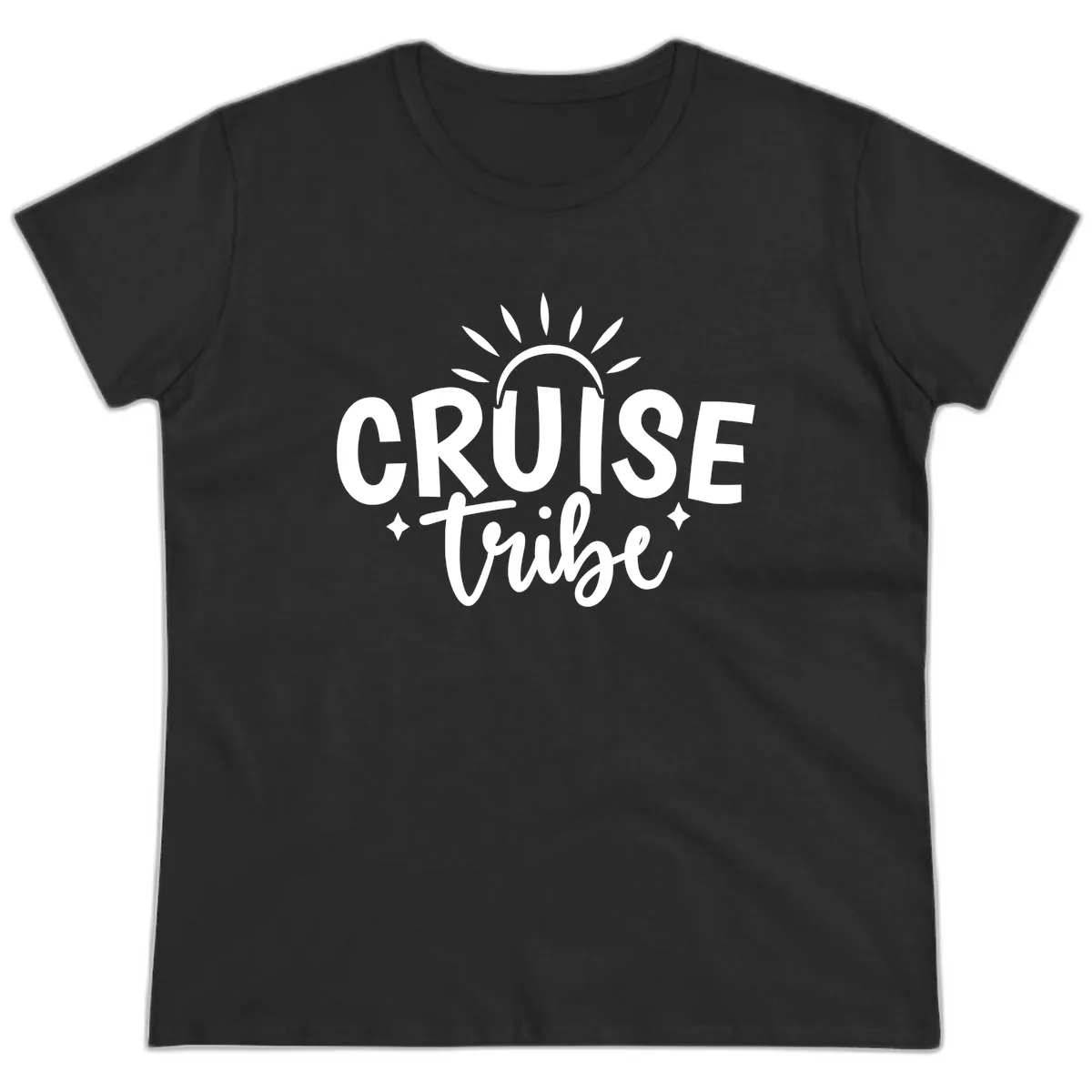 Cruise Tribe Slogan Design Ladies Tee in Black