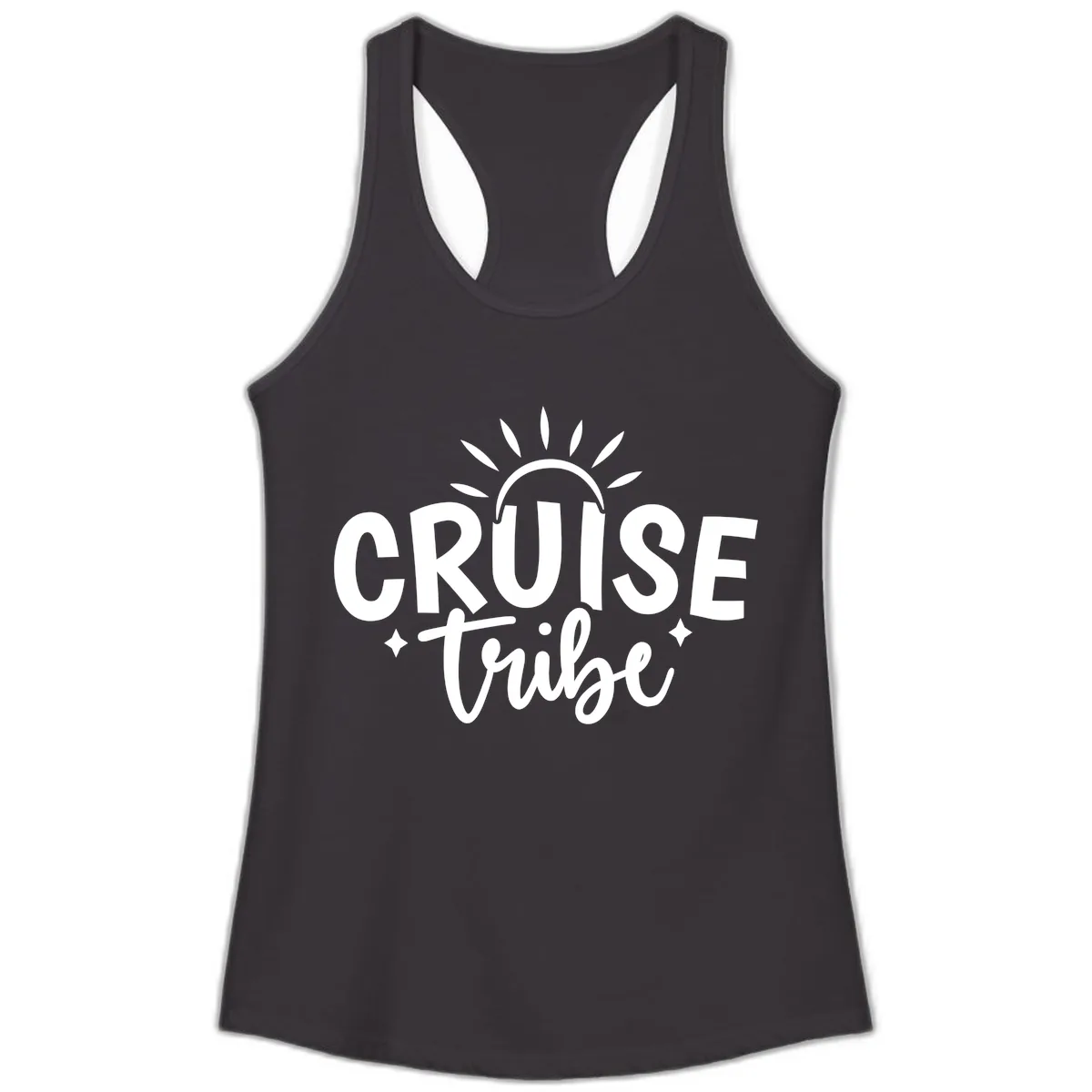 Cruise Tribe Slogan Design Ladies Tank in Black