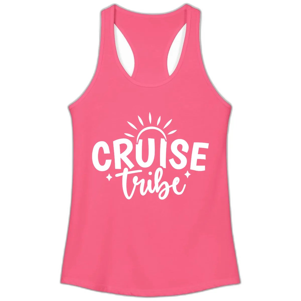 Cruise Tribe Slogan Design Ladies Tank in Solid Hot Pink