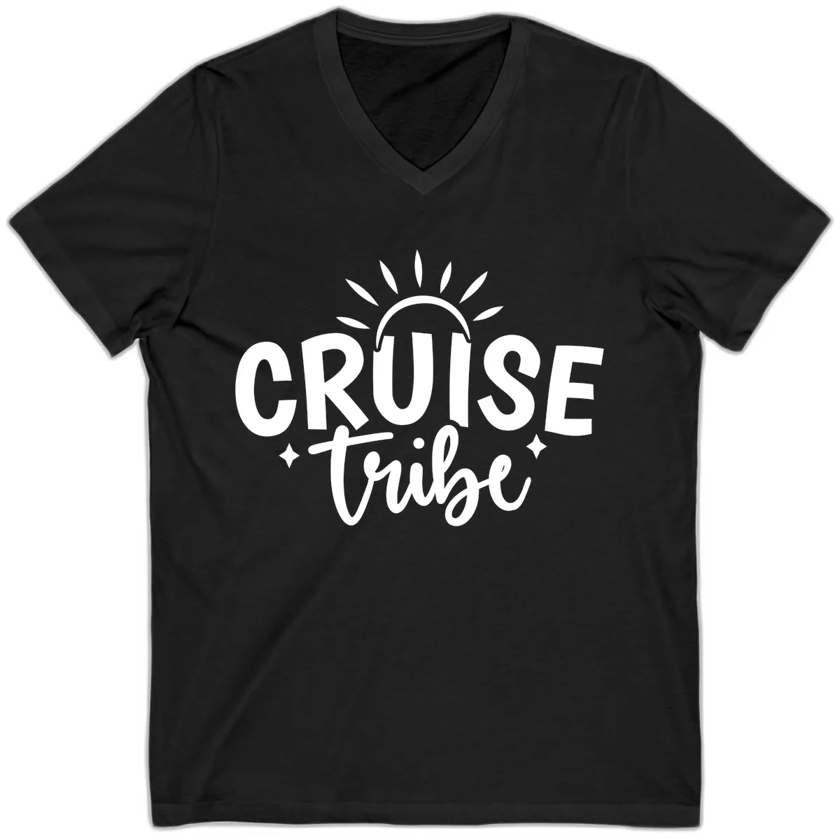 Cruise Tribe Slogan Design V-Neck in Black