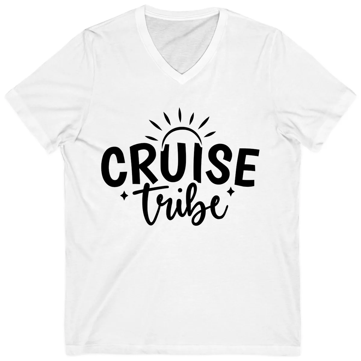 Cruise Tribe Slogan Design V-Neck in White