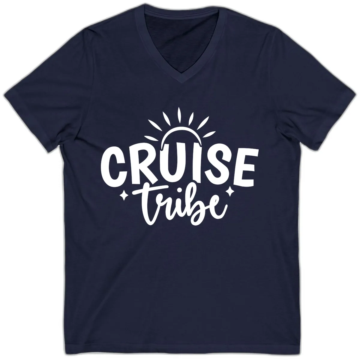 Cruise Tribe Slogan Design V-Neck in Navy