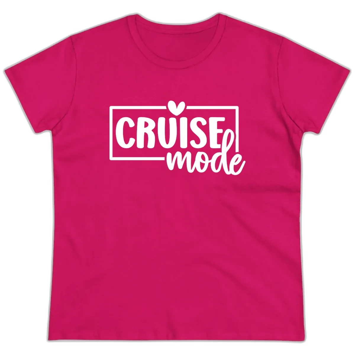 Cruise Mode Heart Ladies Tee in Heliconia