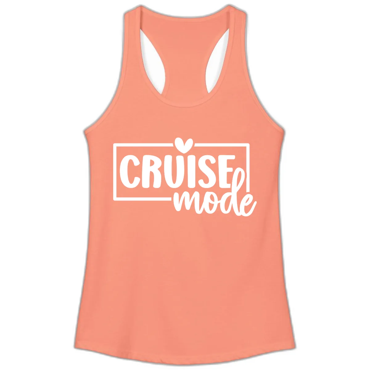 Cruise Mode Heart Ladies Tank in Solid Light Orange