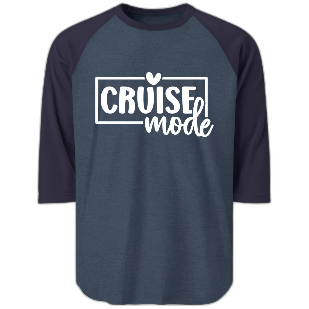 Cruise Mode Heart Raglan 3/4 in Heather Denim Navy