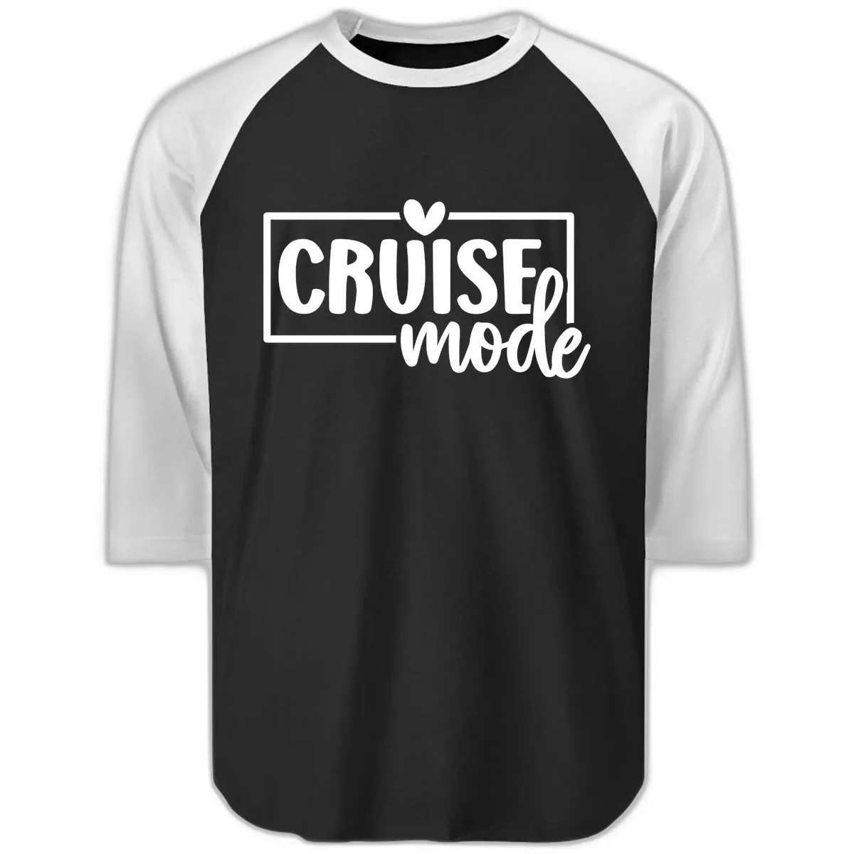 Cruise Mode Heart Raglan 3/4 in Black White
