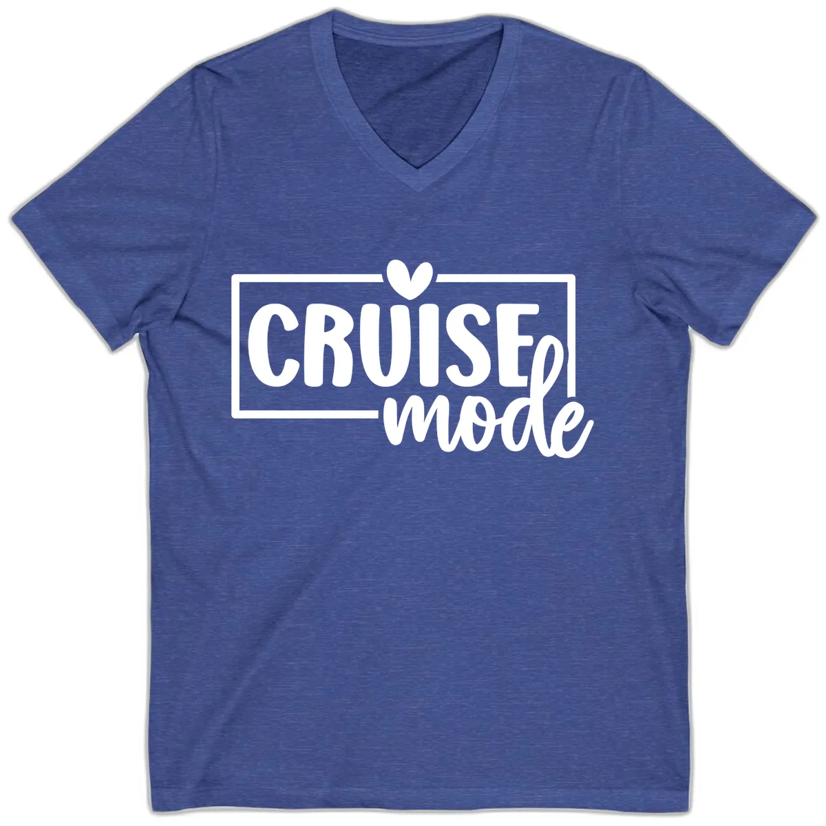 Cruise Mode Heart V-Neck in Heather True Royal