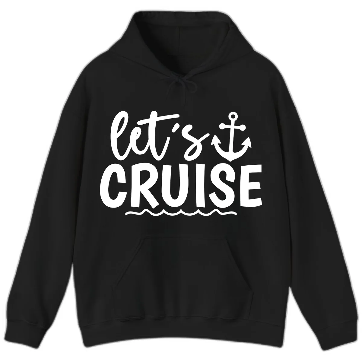 Let's Cruise Anchor Design Hoodie in Black