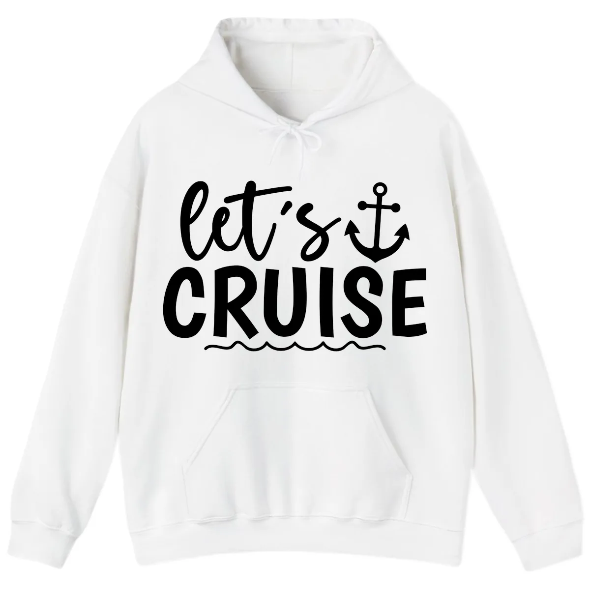 Let's Cruise Anchor Design Hoodie in White