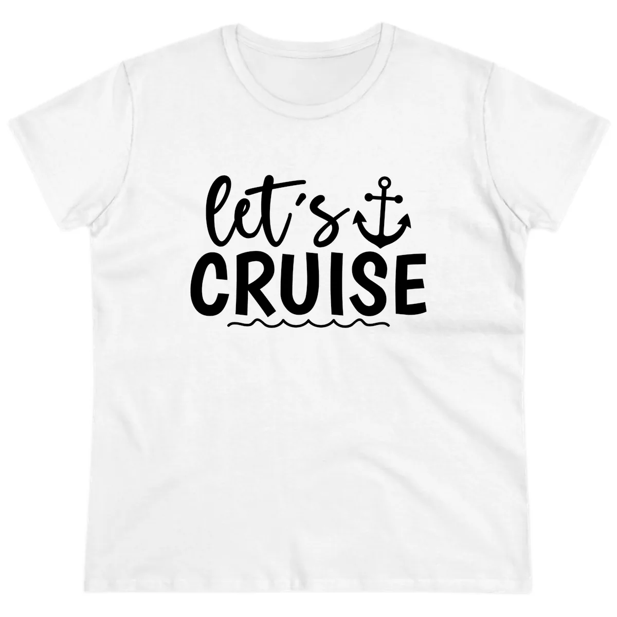 Let's Cruise Anchor Design Ladies Tee in White