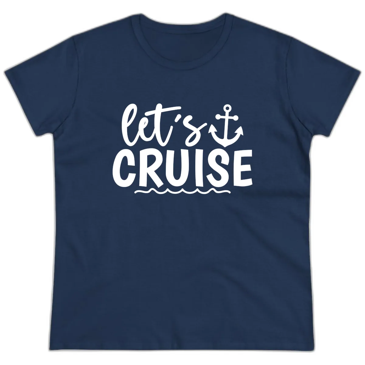 Let's Cruise Anchor Design Ladies Tee in Navy