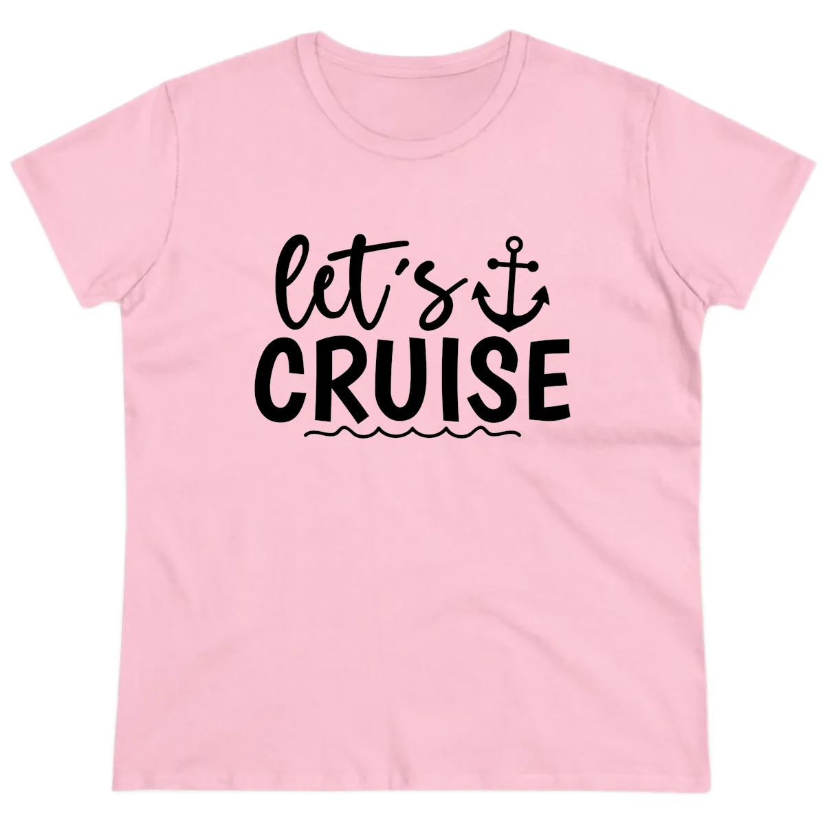 Let's Cruise Anchor Design Ladies Tee in Light Pink