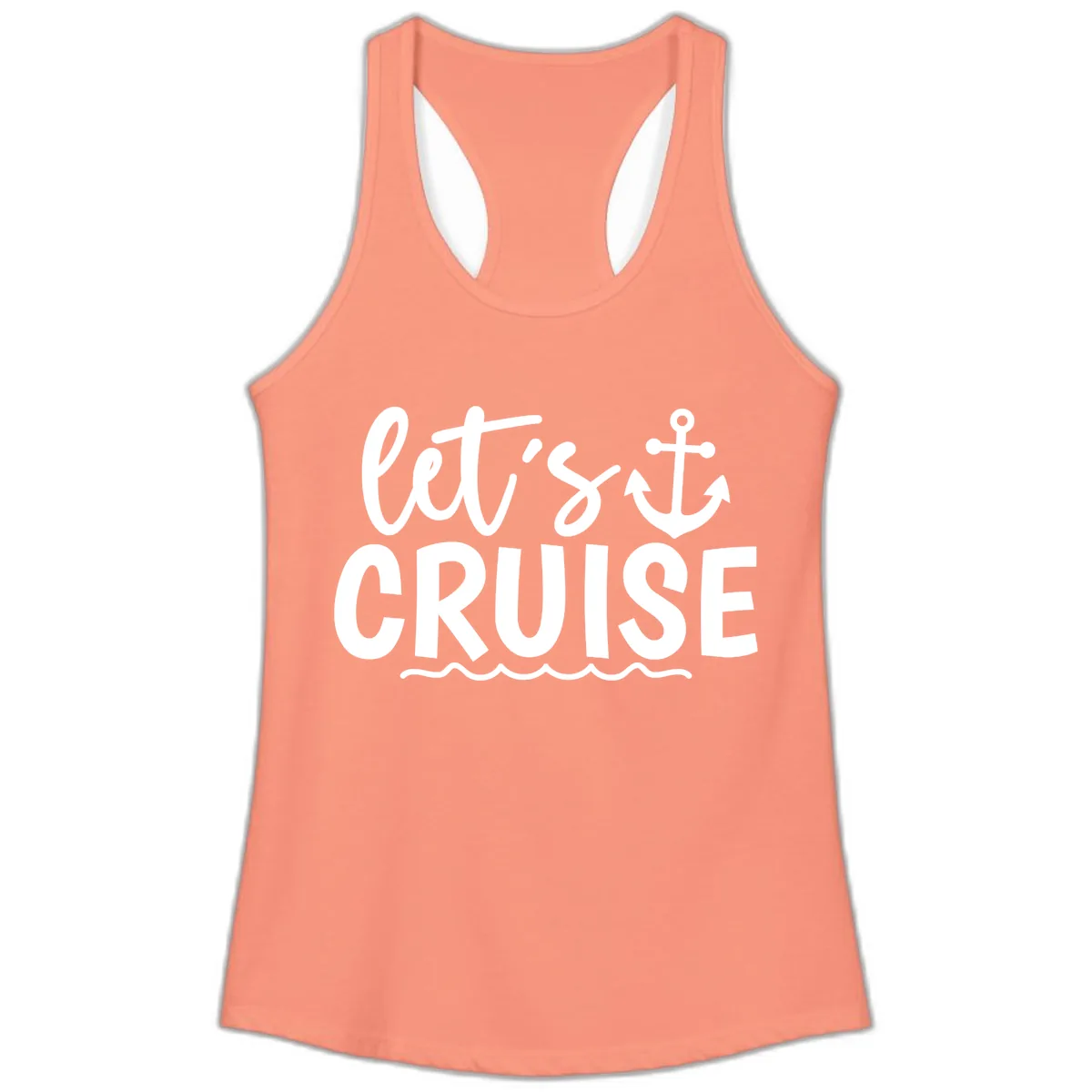 Let's Cruise Anchor Design Ladies Tank in Solid Light Orange