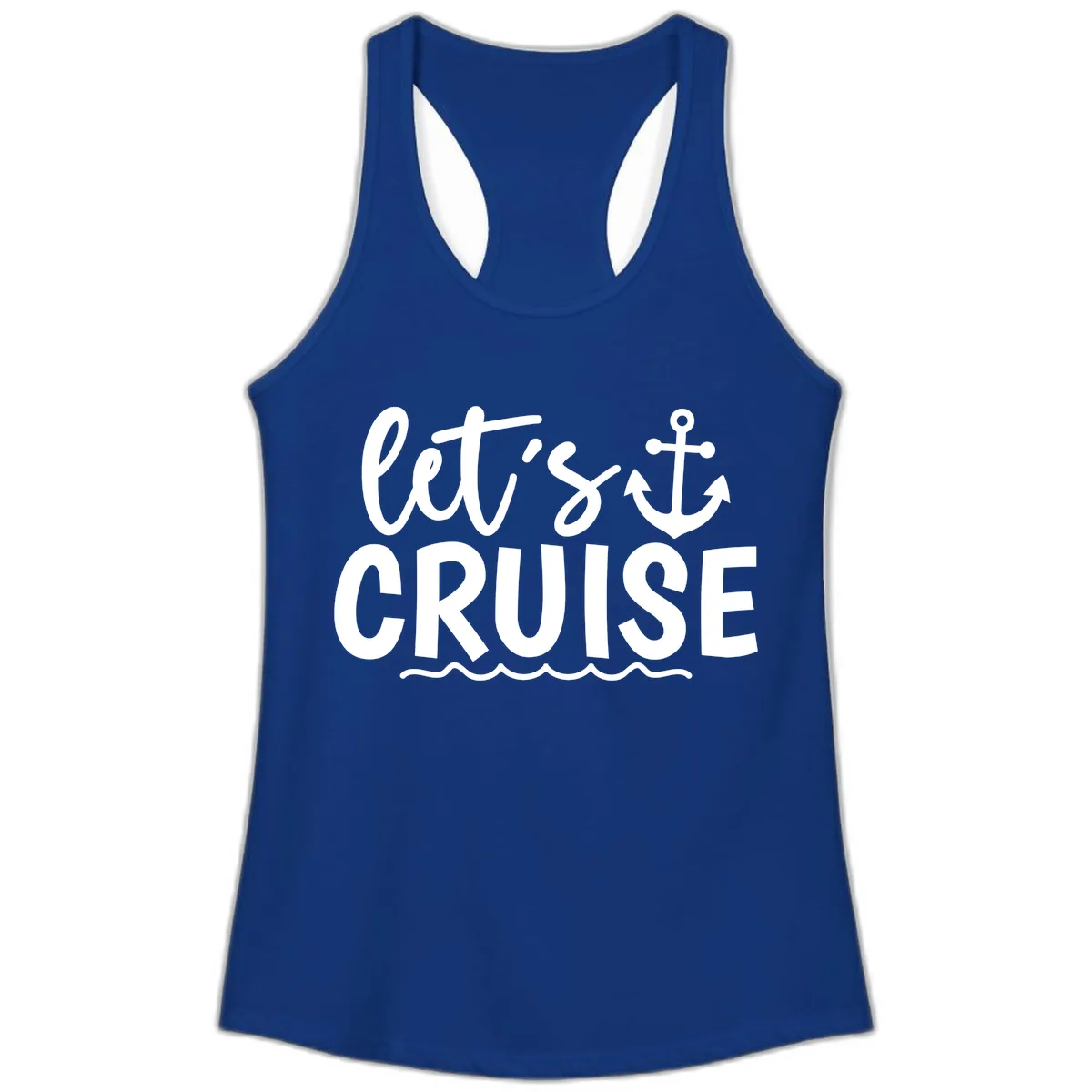 Let's Cruise Anchor Design Ladies Tank in Solid Royal