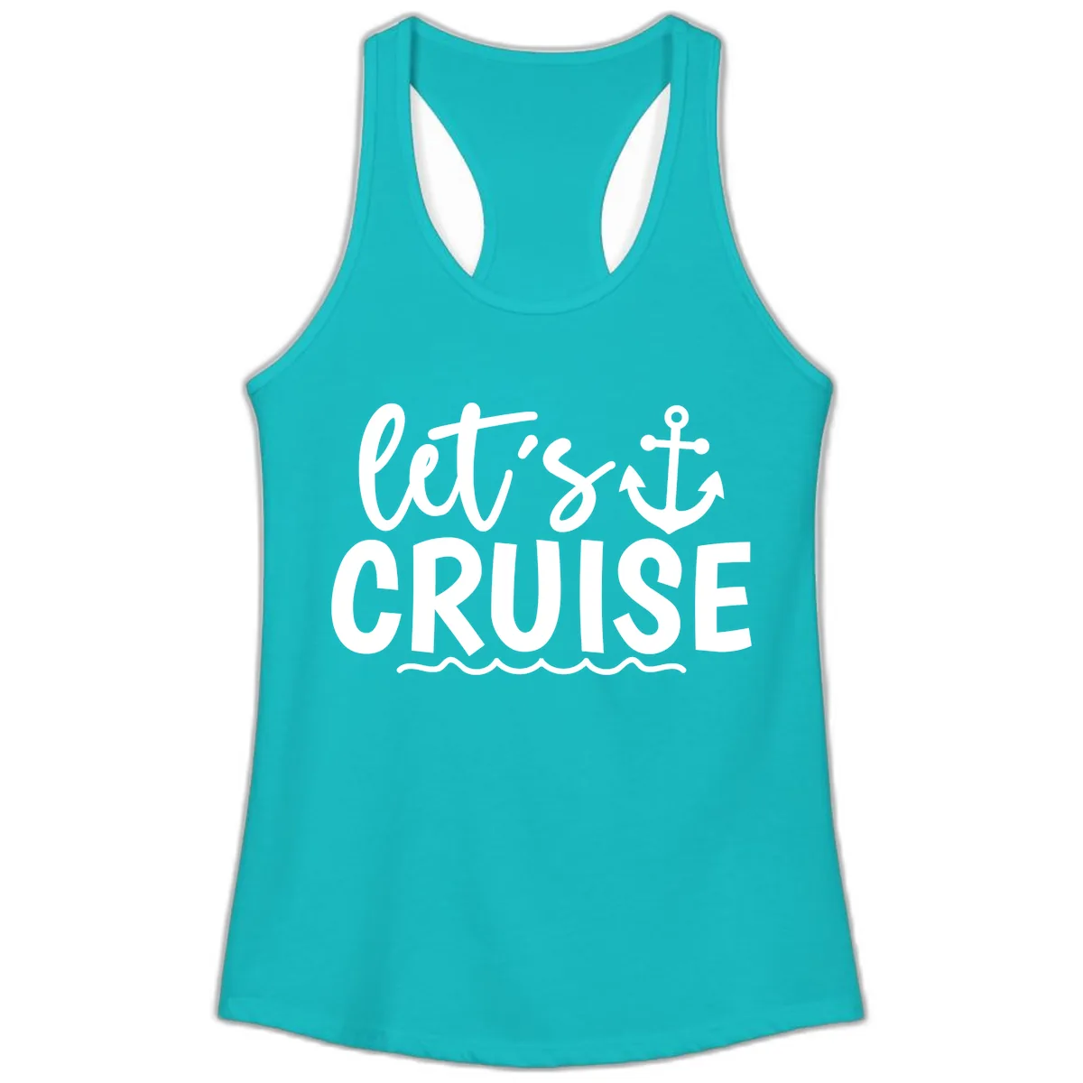 Let's Cruise Anchor Design Ladies Tank in Tahiti Blue