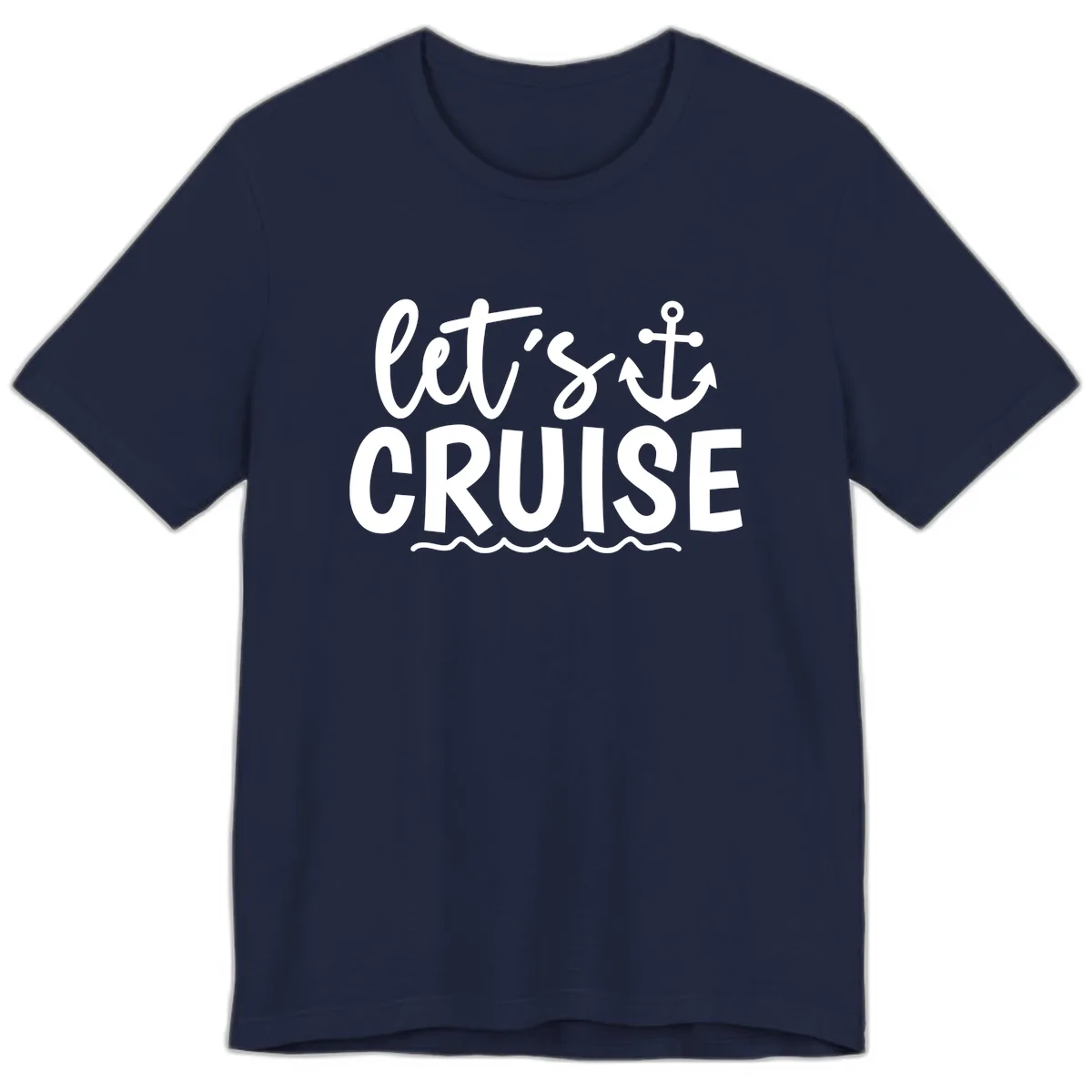 Let's Cruise Anchor Design Premium T-Shirt in Navy