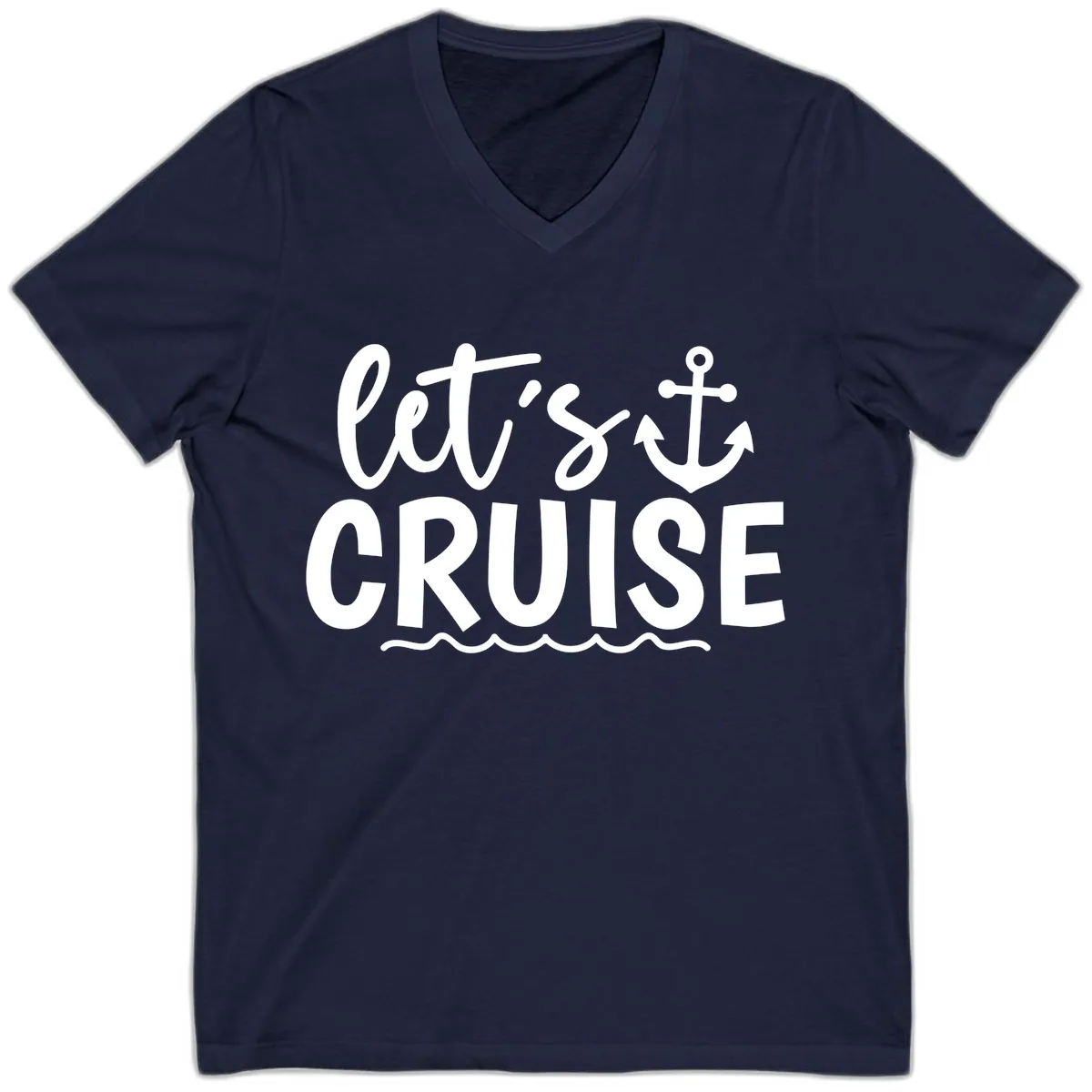 Let's Cruise Anchor Design V-Neck in Navy
