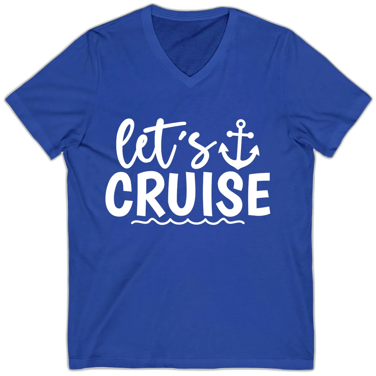Let's Cruise Anchor Design V-Neck in True Royal