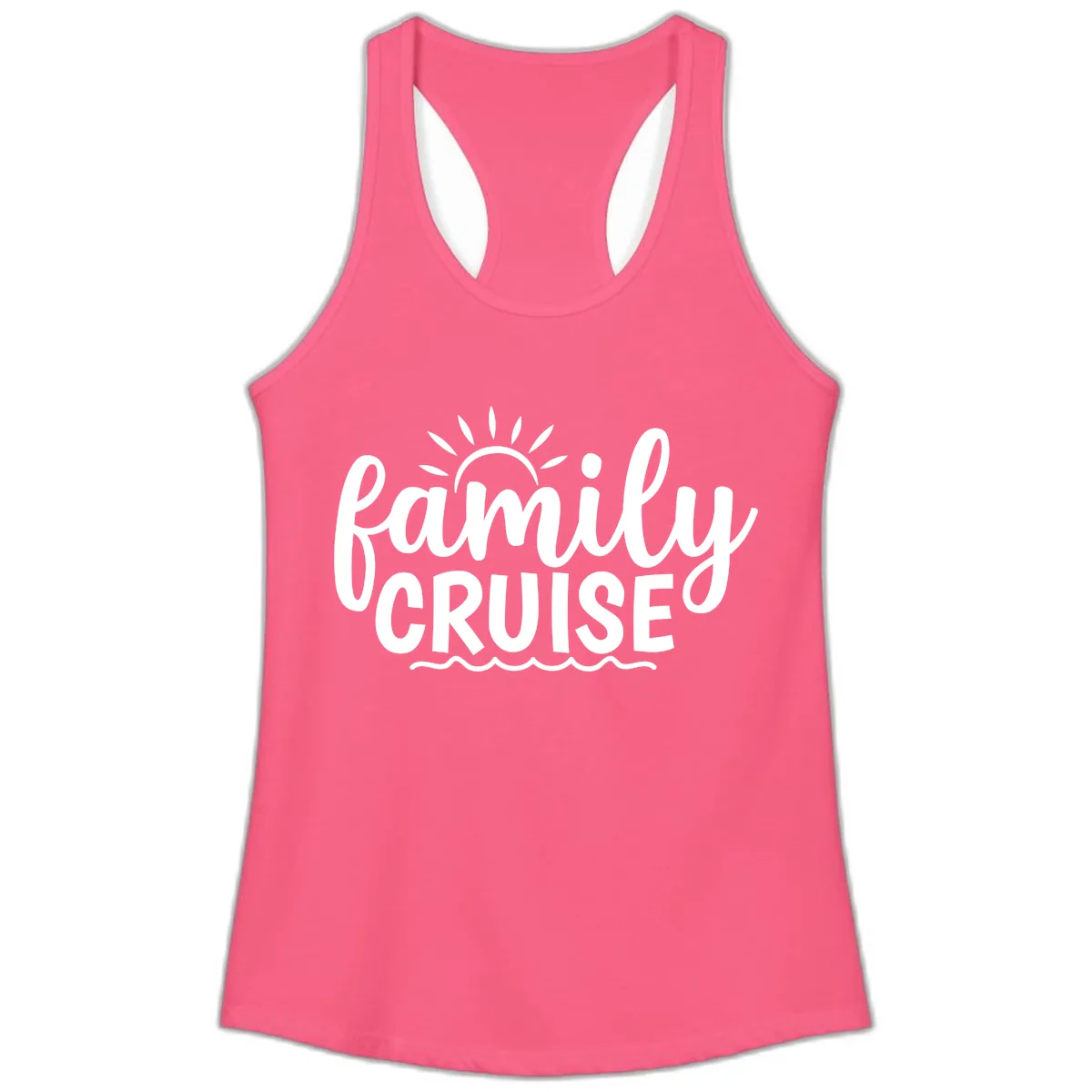 Family Cruise Vacation Fun Ladies Tank in Solid Hot Pink