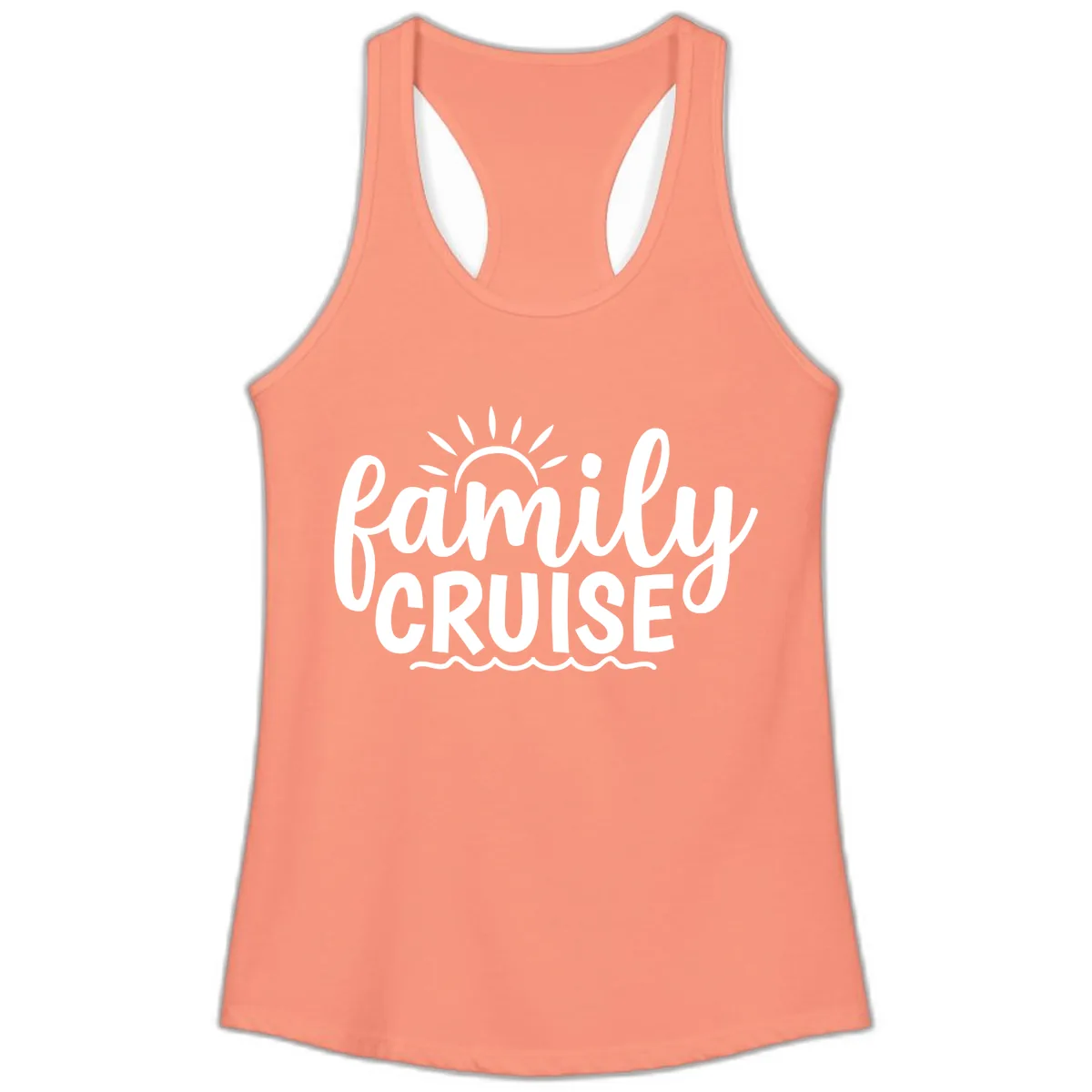 Family Cruise Vacation Fun Ladies Tank in Solid Light Orange