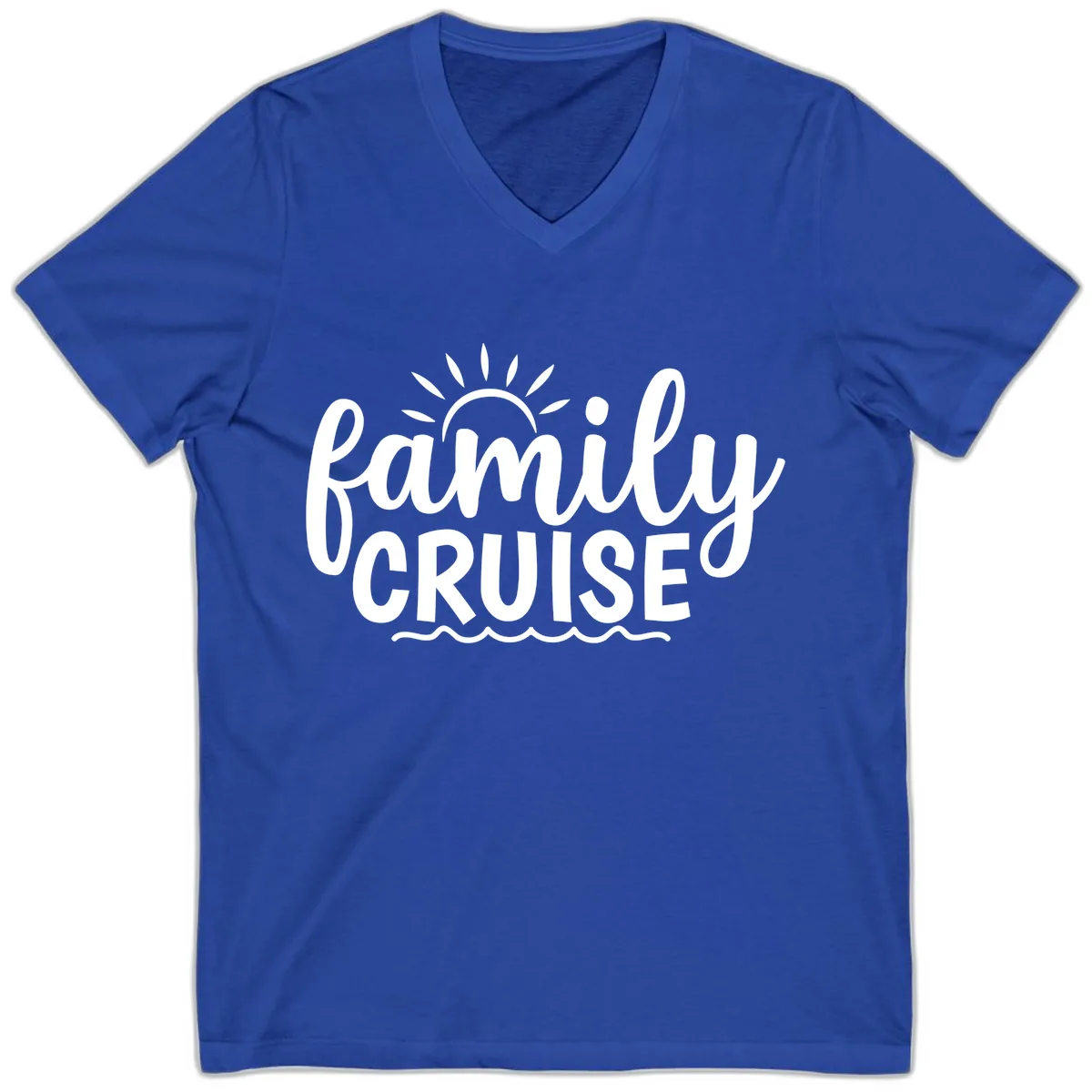 Family Cruise Vacation Fun V-Neck in True Royal