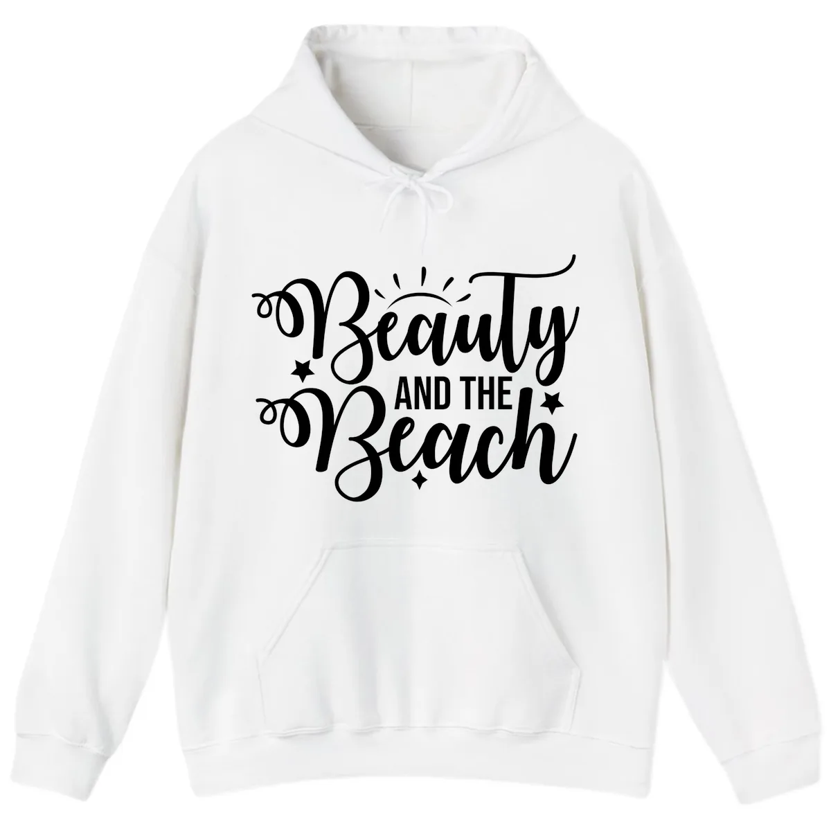 Beauty And The Beach Slogan Design Hoodie in White
