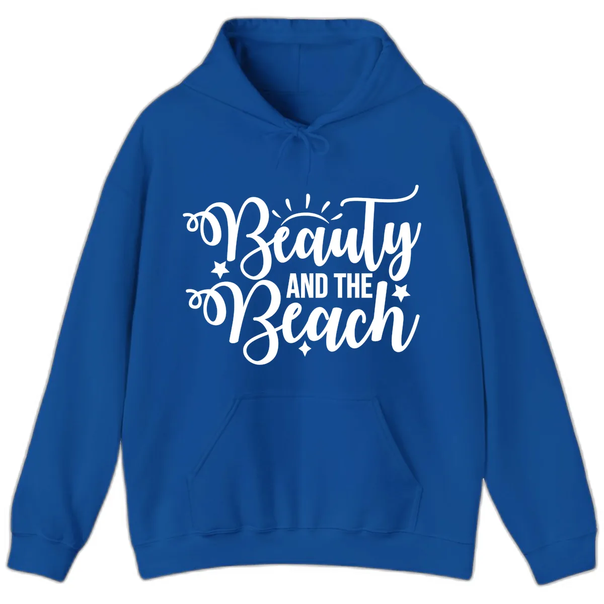 Beauty And The Beach Slogan Design Hoodie in Royal